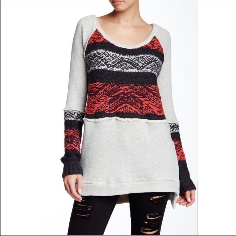 Free People XS Snow Angel Pullover Sweater bohemian high low